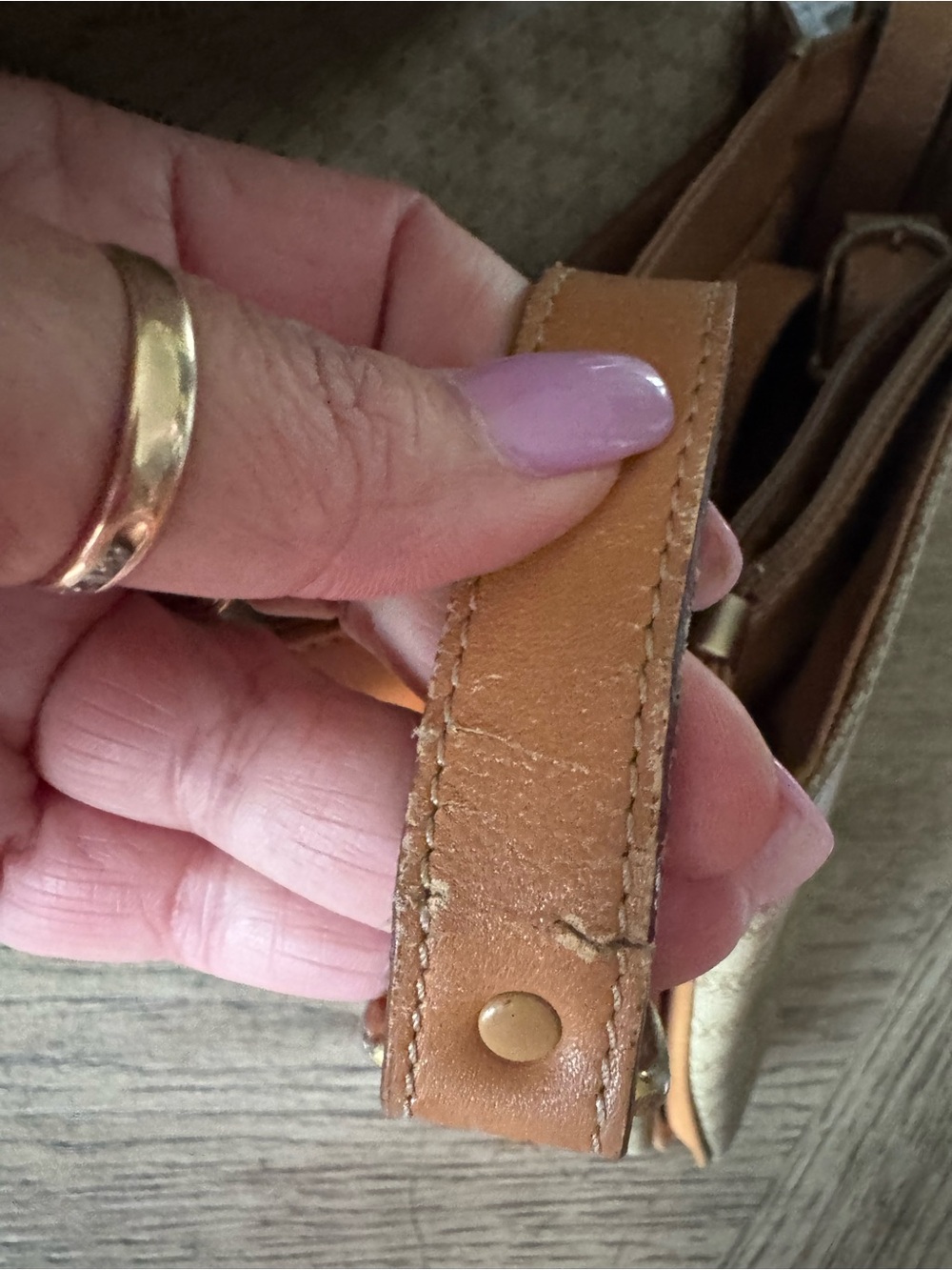 Celine VINTAGE Brown Tan Triomphe Canvas Crossbody Bag Good Preloved Condition - Picture 11 of 11